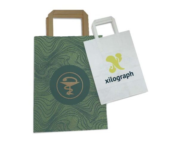 Paper bag with flat handle